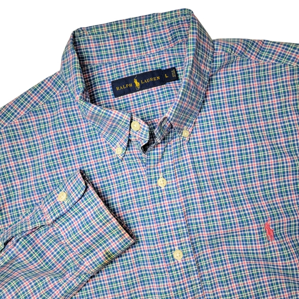 Ralph Lauren Blue, Pink & Green Plaid Button Down Shirt L - Picture 7 of 7